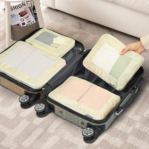 HDKJDPG 4 Set Compression Packing Cubes Travel for Suitcases,Compressible Mesh Packing Cubes for Travel Women Travel Essentials - Image 2