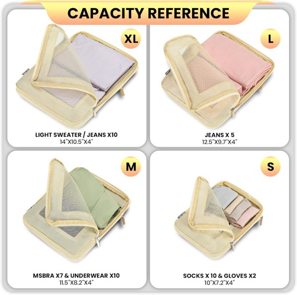 HDKJDPG 4 Set Compression Packing Cubes Travel for Suitcases,Compressible Mesh Packing Cubes for Travel Women Travel Essentials - Image 7